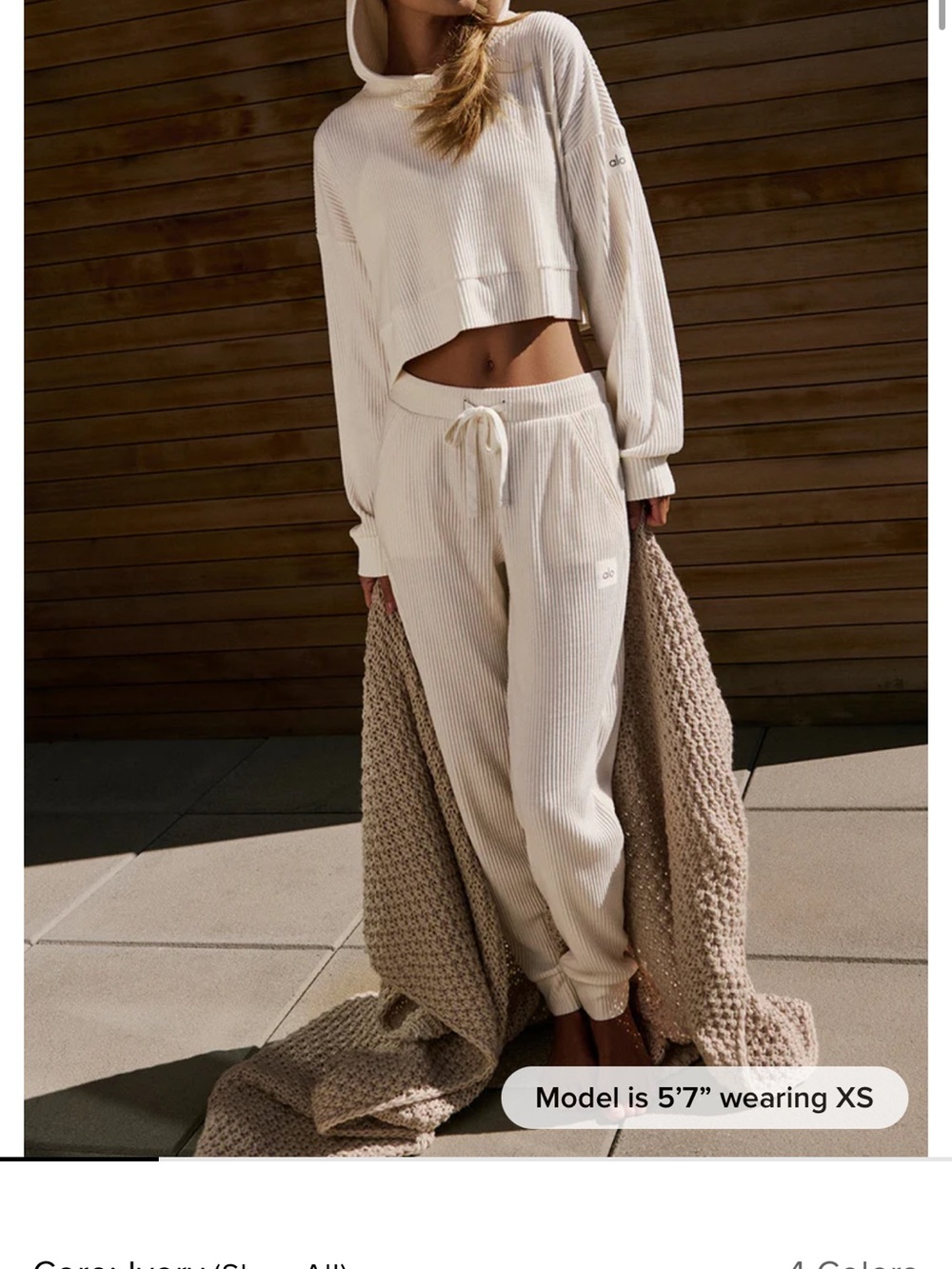 Alo Muse Cozy Cream Ribbed Jogger Pants